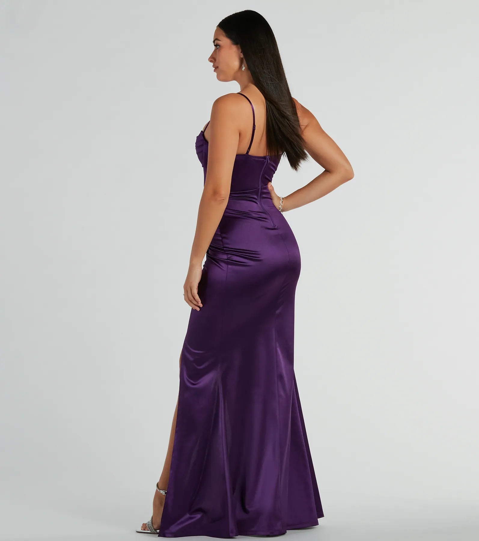 Stacie Satin Corset Wrap Formal Dress