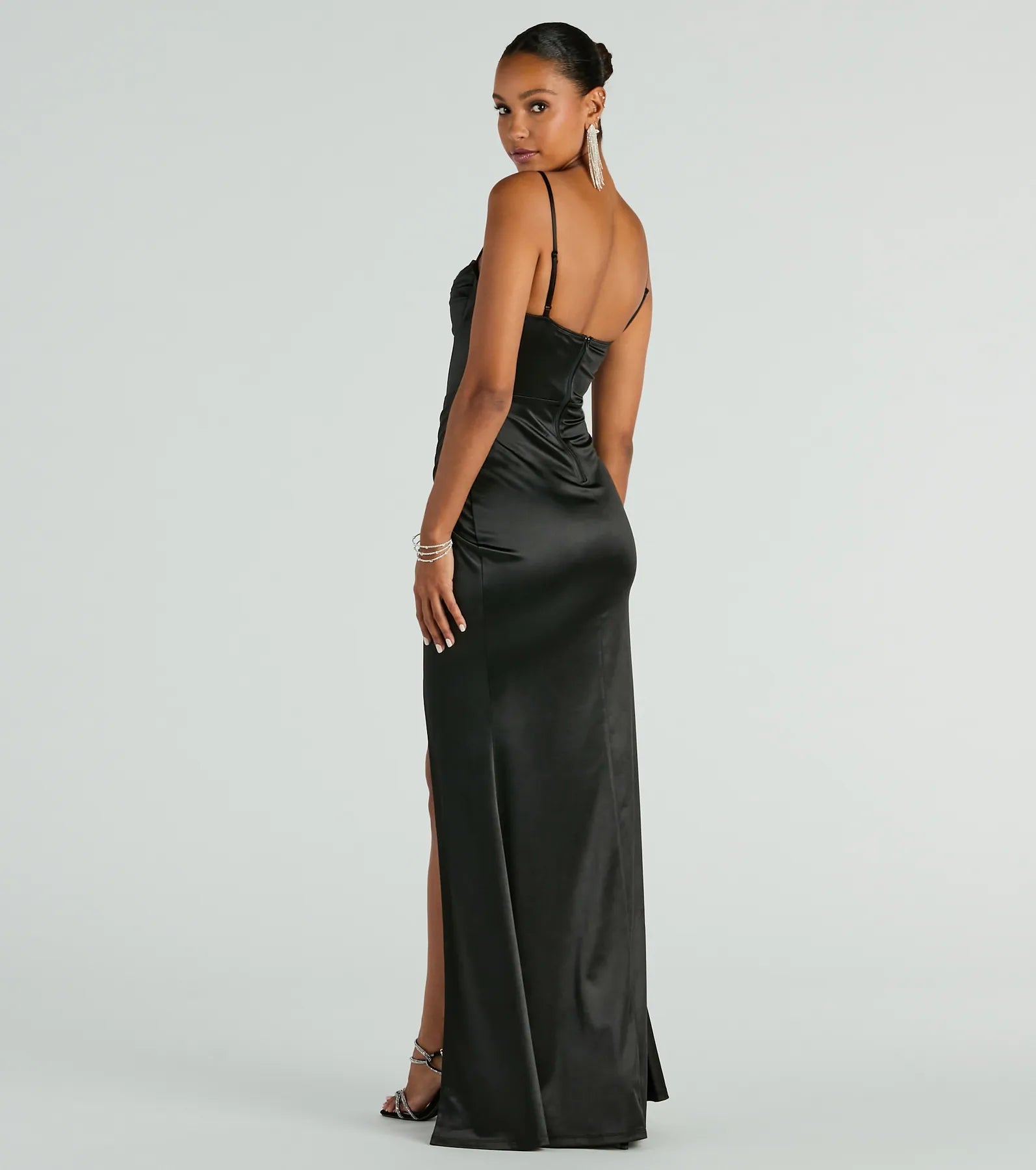Stacie Satin Corset Wrap Formal Dress