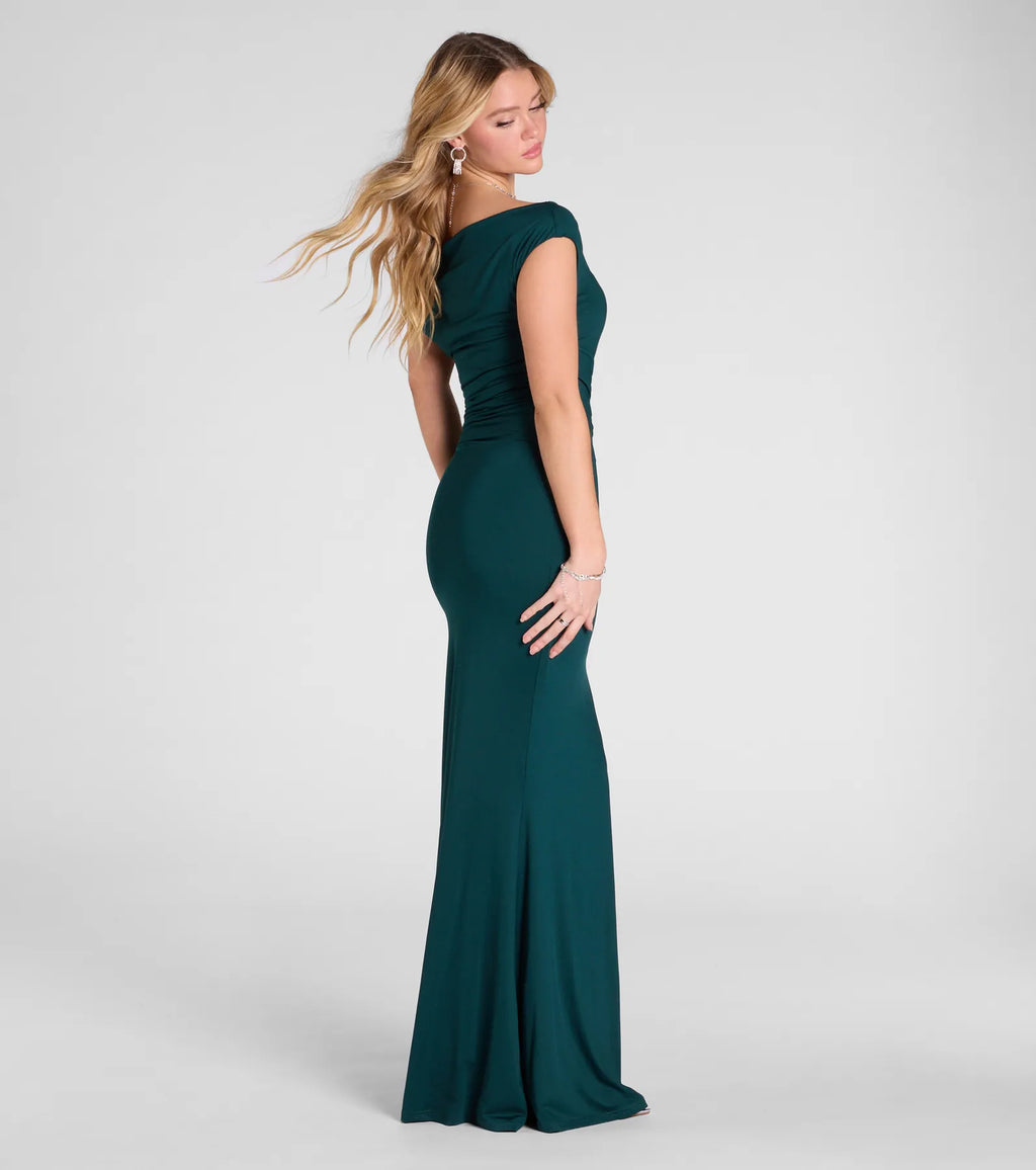 Teagan Sleeveless Cowl Neck Slim Formal Dress